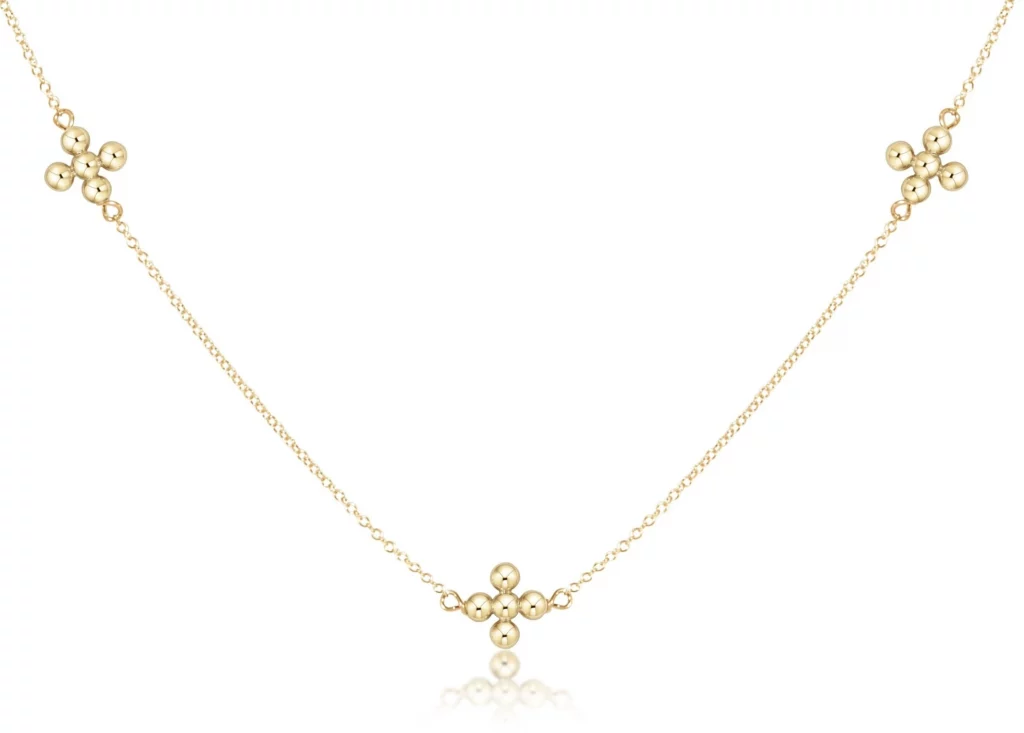 Enewton Necklaces in gold color in this image